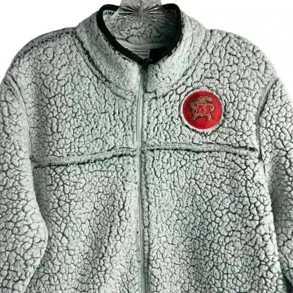 Champion Gray Sherpa Fleece Zip Jacket Size L Terrapins University of Maryland - Picture 2 of 10